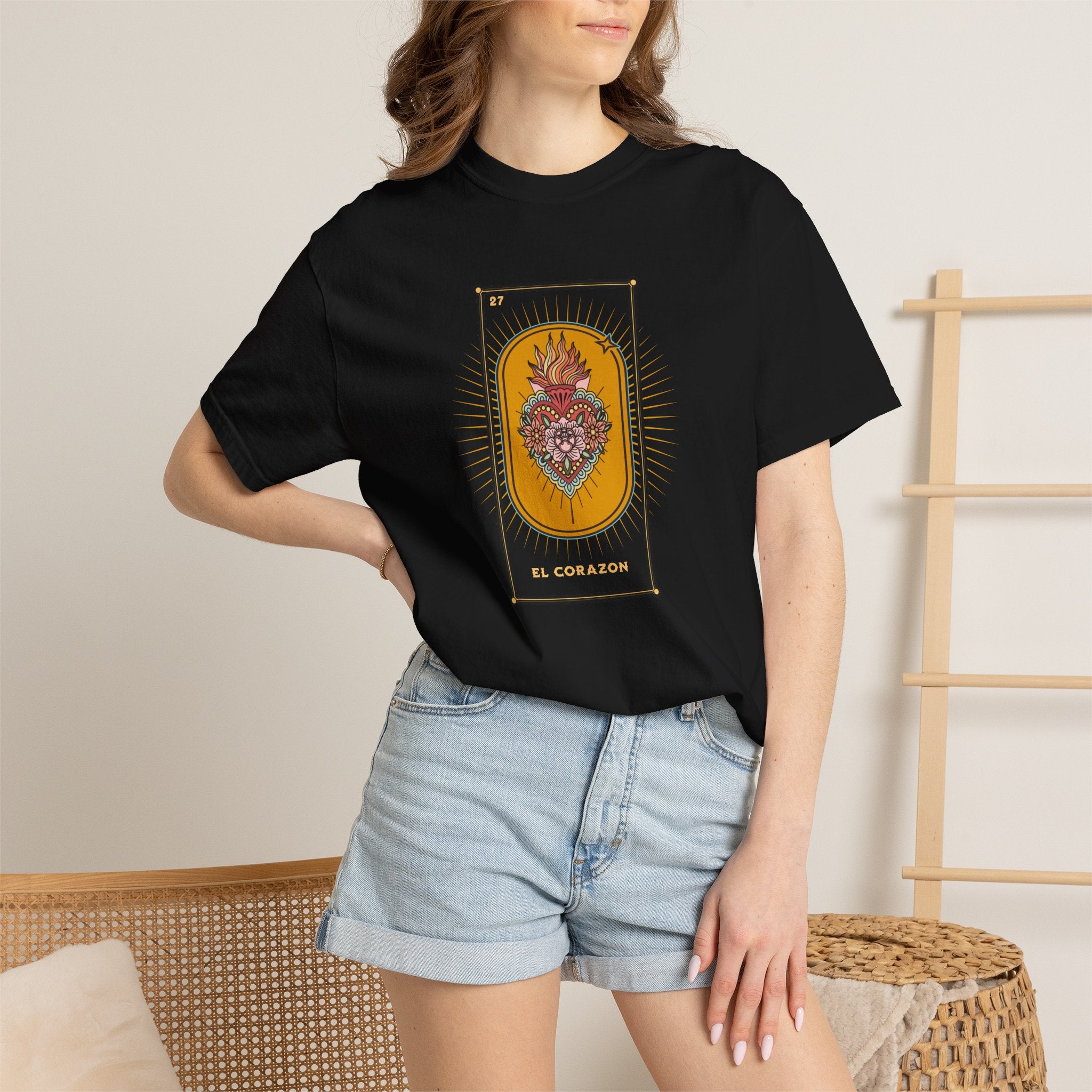 Sacred Heart Graphic T-Shirt — "El Corazón" Spiritual Tattoo Art