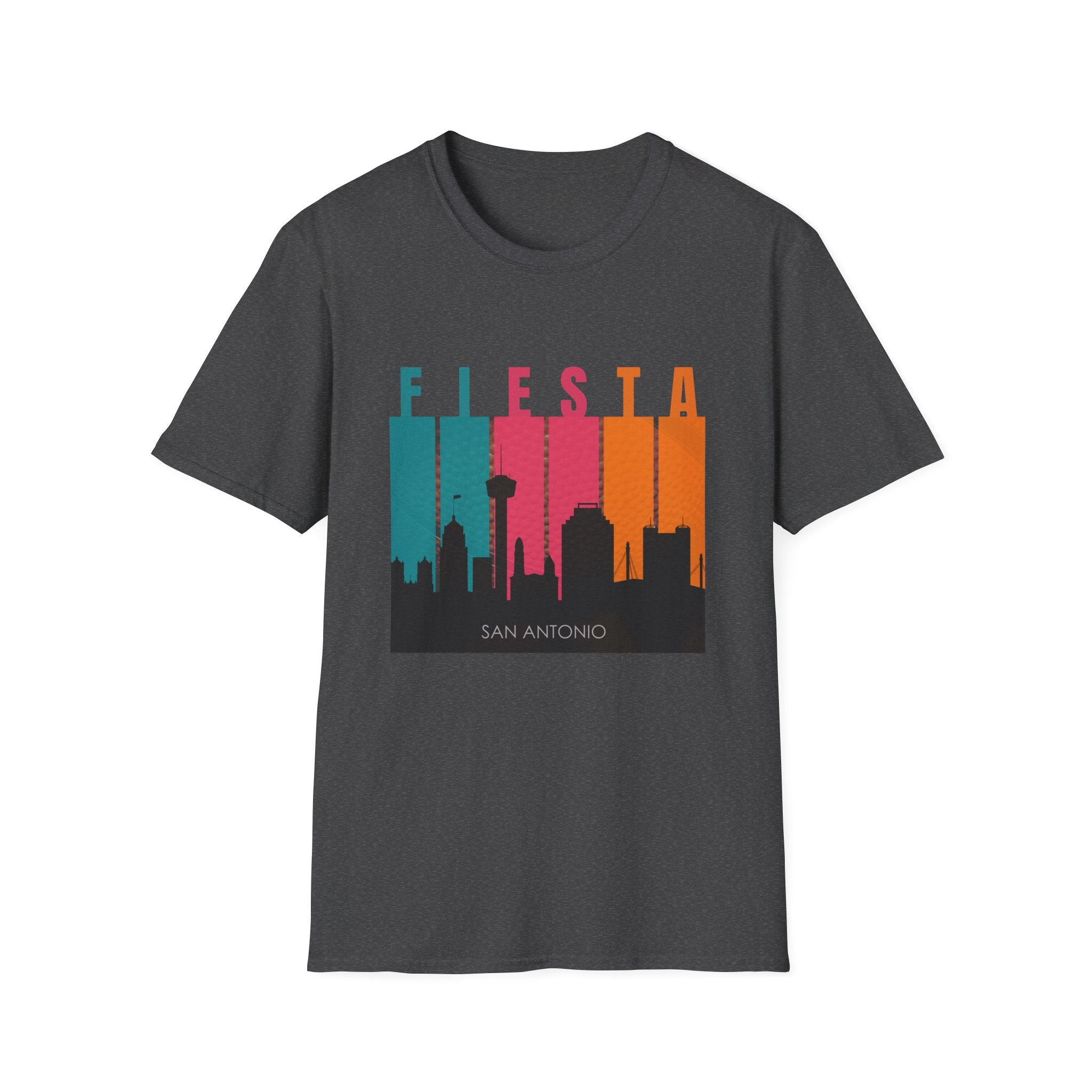 Fiesta San Antonio Skyline T-Shirt — Retro Color Block City Tee