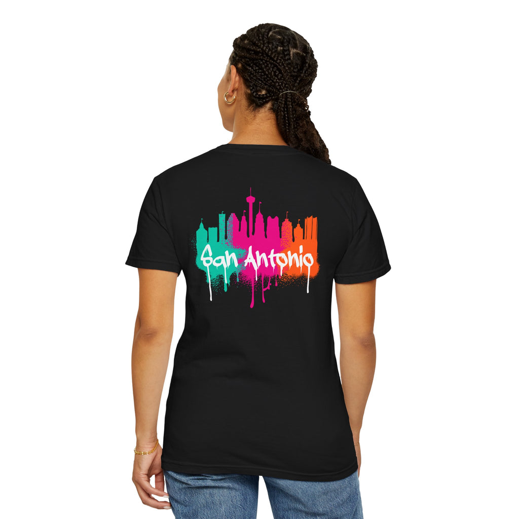 San Antonio Skyline Graffiti T-Shirt — Colorful Cityscape Tee