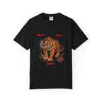 Vintage Roaring Tiger Floral Tattoo T-Shirt