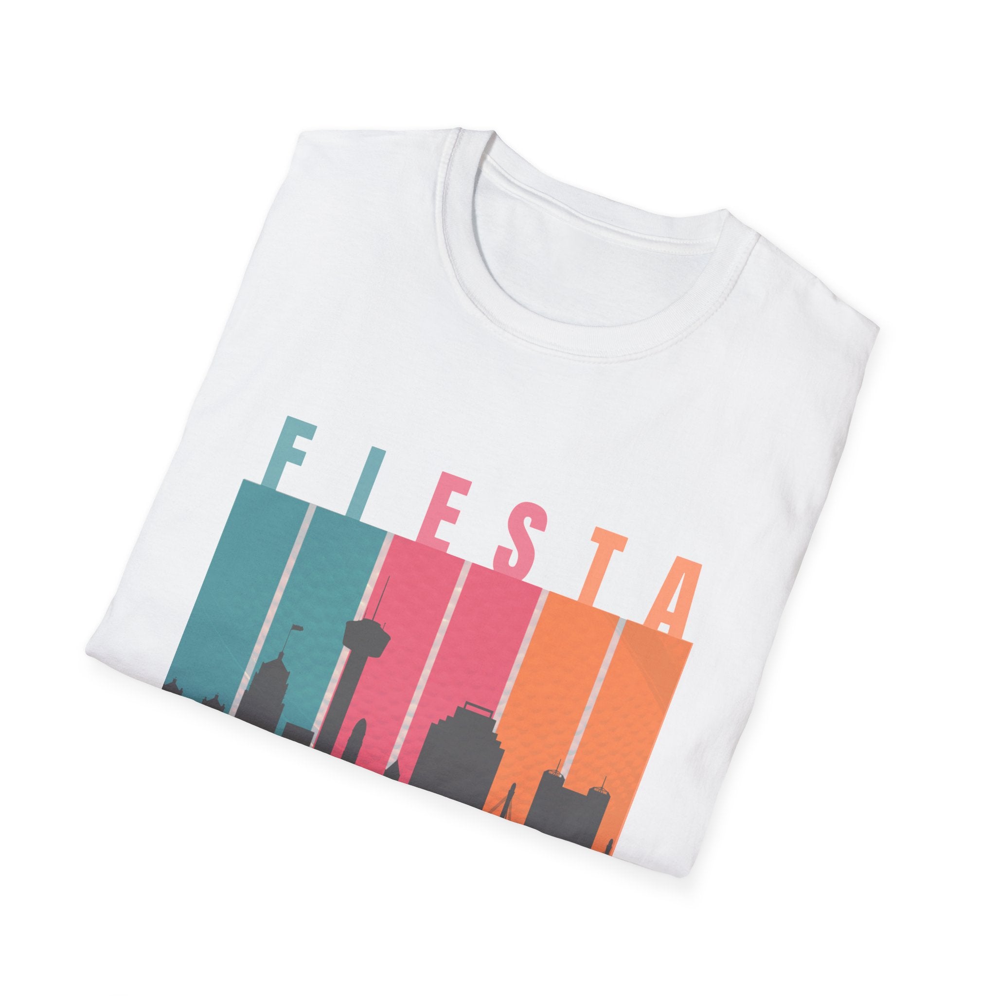 Fiesta San Antonio Skyline T-Shirt — Retro Color Block City Tee