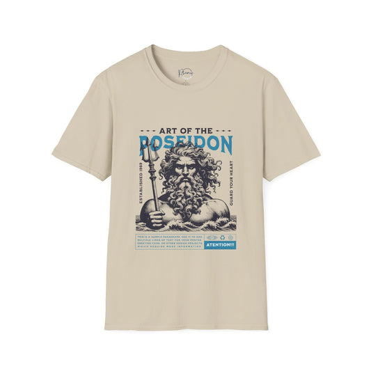 Mythical Poseidon Unisex T-Shirt, Nautical Art Tee, Gift for Sea Lovers, Greek Mythology Shirt, Beachwear, Summer Fashion