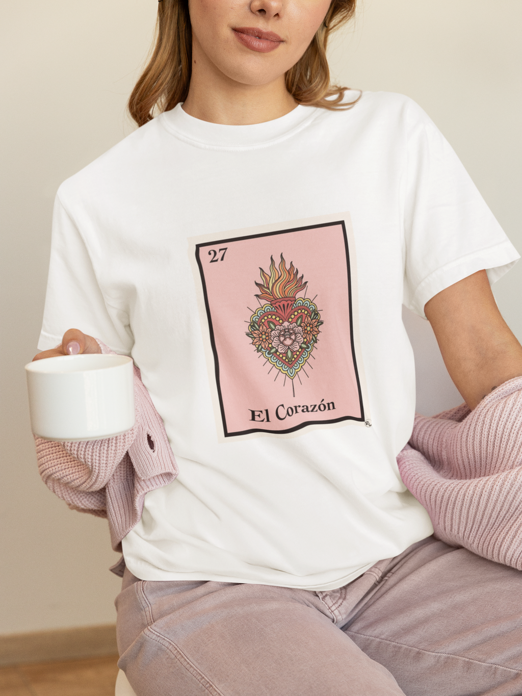 El Corazón Sacred Heart T-Shirt — Lotería Card Design