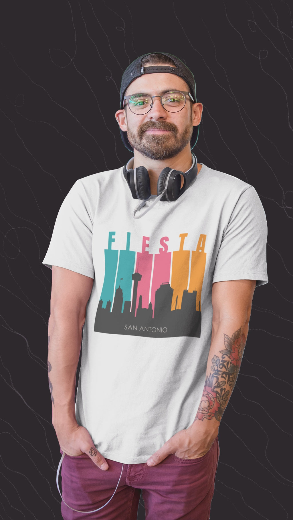 Fiesta San Antonio Skyline T-Shirt — Retro Color Block City Tee