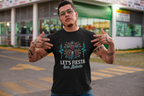 Let’s Fiesta San Antonio T-Shirt — Rose Cross Tattoo Style Fiesta Tee